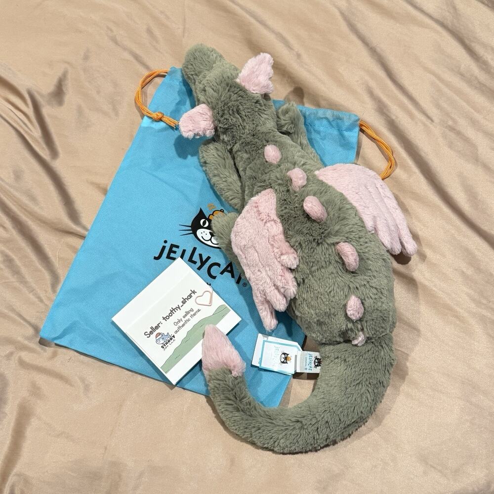 Jellycat Large (19.7in, 50 cm) Malachy (Matcha) Dragon BNWT - 100% Authentic